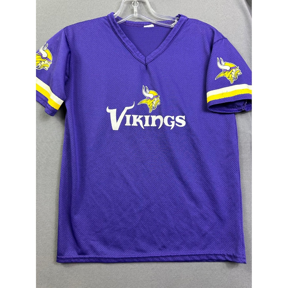 Minnesota Vikings Kids Mesh Jersey Purple V-Neck Short Sleeve Number 18 Gameday